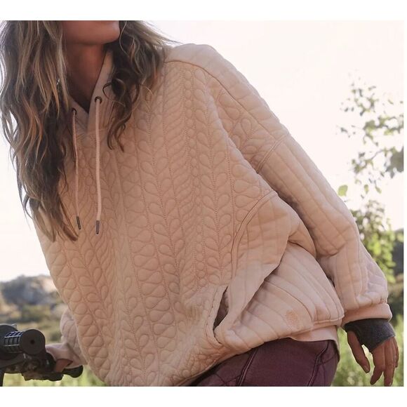 FP Movement Peach Sprint To The Finish Distressed Gorpcore Oversized Quilted Hoo - Picture 11 of 11
